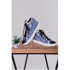 Embroidered Sneakers "Jeans Ornament White"